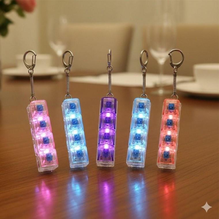 LED 딸깍이 4구 키캡 키링 가방고리 (색상랜덤)
