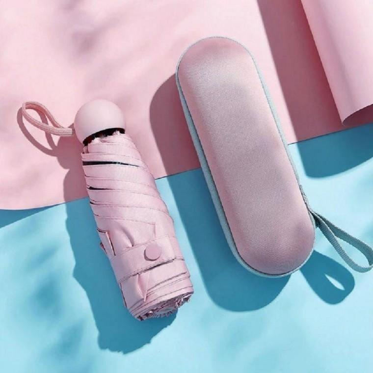 썬캡슐 트렌디한 캡슐 양산 우산 겸용 휴대용 접이식 미니 암막 양산 케이스포함 양 5단 미니 암막