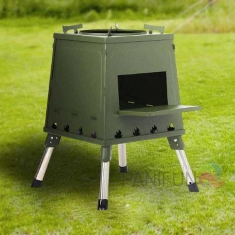 35x47cm 야외난로 접이식화목난로 겨울캠핑난로 화목난로설치 카키 숯불화로 캠핑화로대