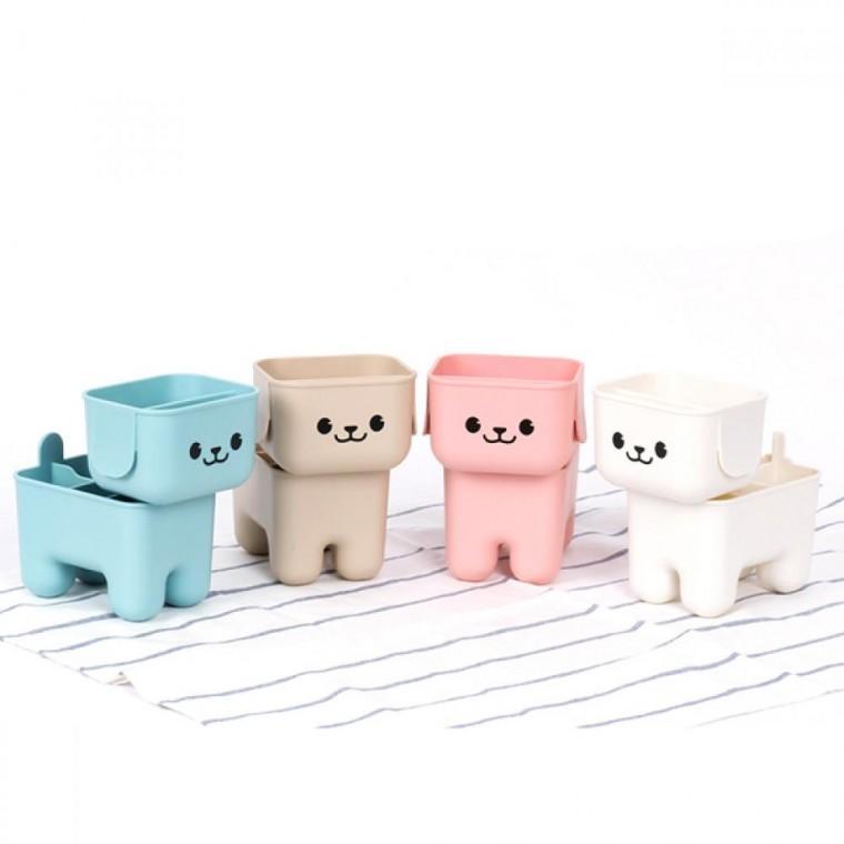 귀여운 강아지 연필 꽂이 플라스틱 책상 연필 꽂이 학생용 정리함