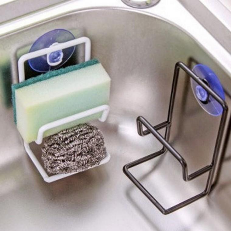 EA 부착식 소형 싱크대 수세미 보관 정리함 주방용품
