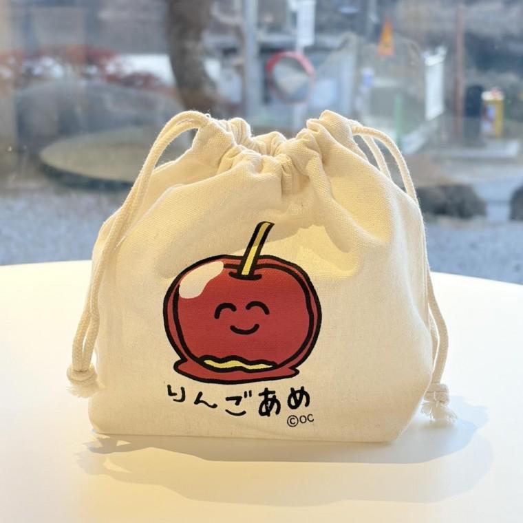 일러스트 코튼 조이개 파우치 드로스트링 면 조이개 파우치 위생용품 사과