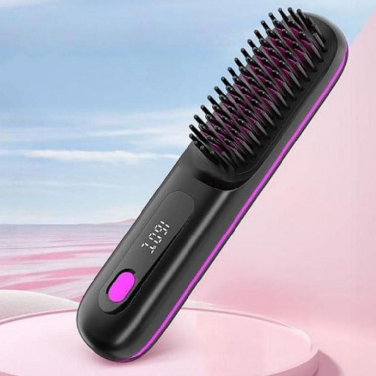 무선 온도 조절 매직 브러쉬 고데기 세트 파우치 포함