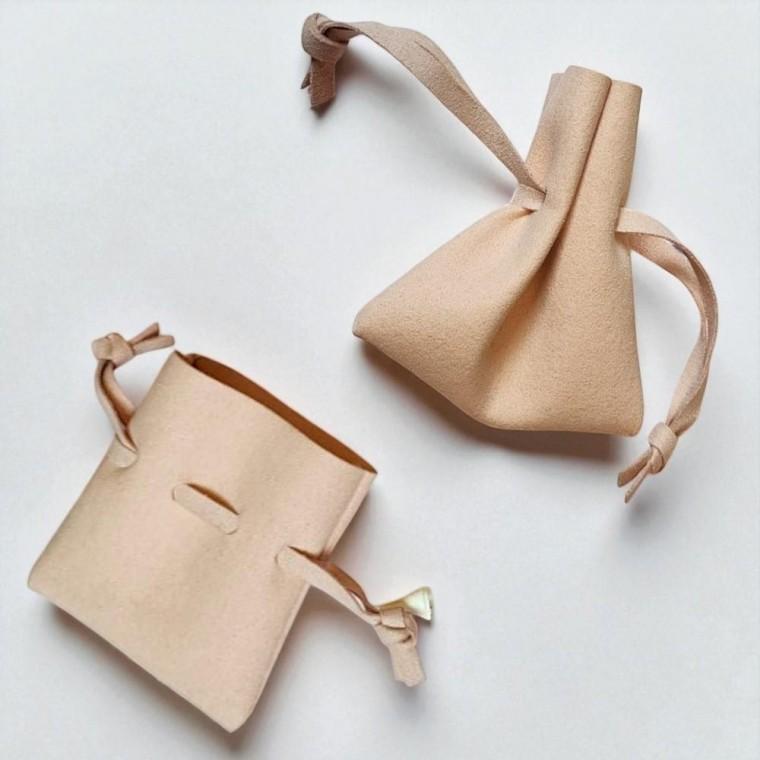 주얼리 미니 파우치 극세사 포장 주머니 7cmx8cm 누드핑크