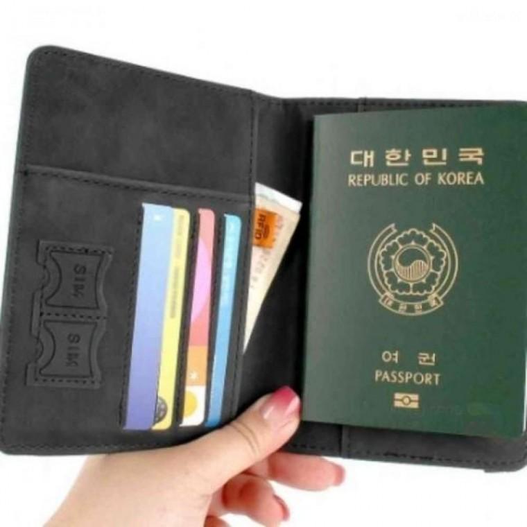 여권카드지갑 여권케이스 남자여권지갑 여권포켓 남자여권케이스 진회색 여권파우치