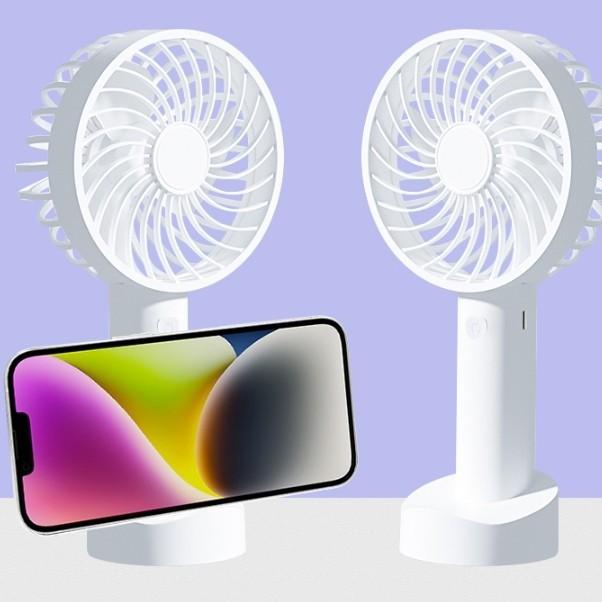 핸디 LED 휴대용 스마트폰 거치 선풍기 1200mAh배터리내장 C타입충전 휴대용선풍기