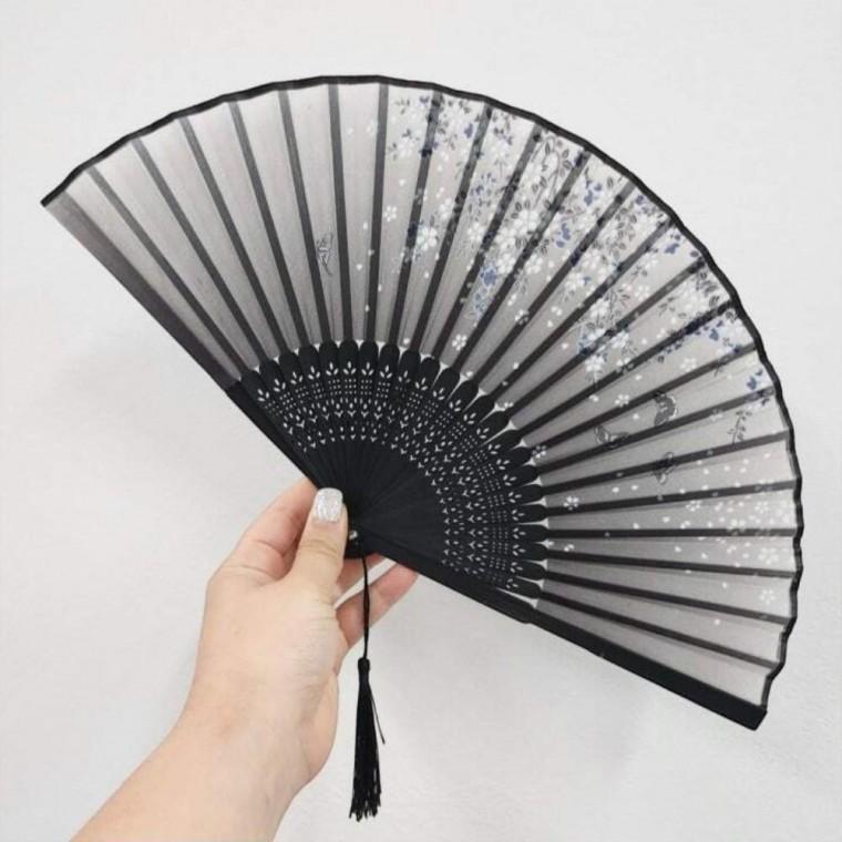 대나무 접이식 전통 부채 매화꽃 여름 판소리 휴대용