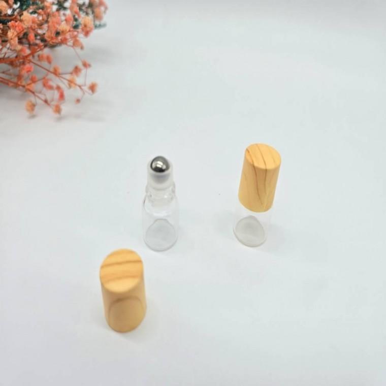 우드 톤 롤러 공병 1ml 미니 향수 소분 용기 오일병 휴대용 리필