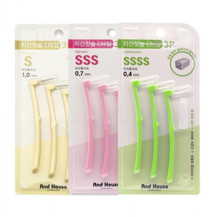 L형 휴대용 이쑤시개 치간 칫솔 3P 이쑤시게 치솔 간편 일회용 치과 치실