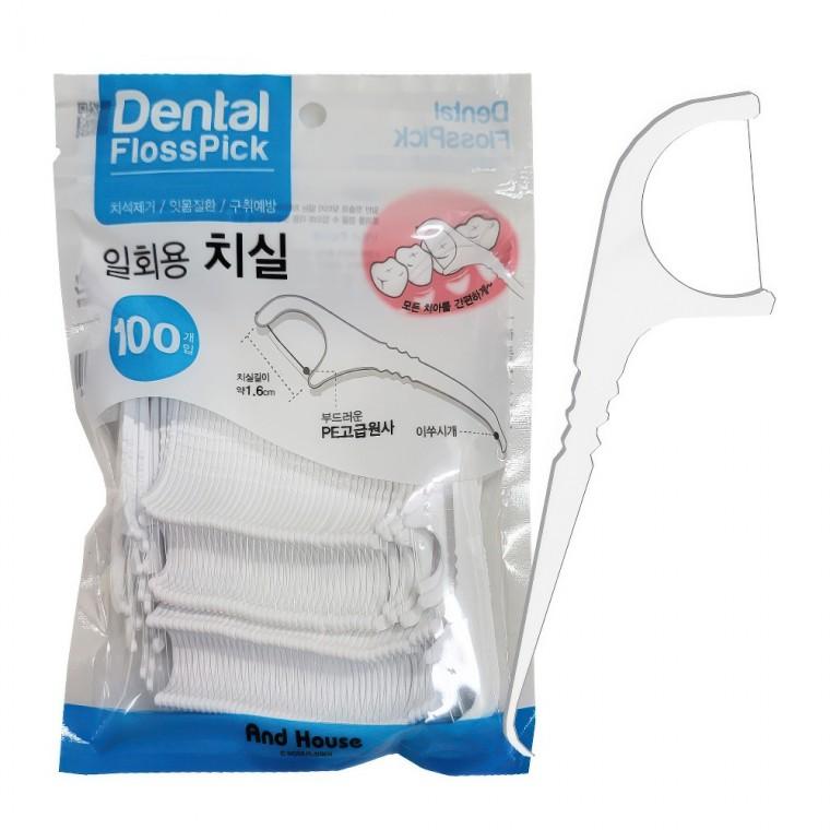 휴대용 덴탈 일회용 치실 100P 치석제거 치간칫솔 치간솔 이쑤시개 간편