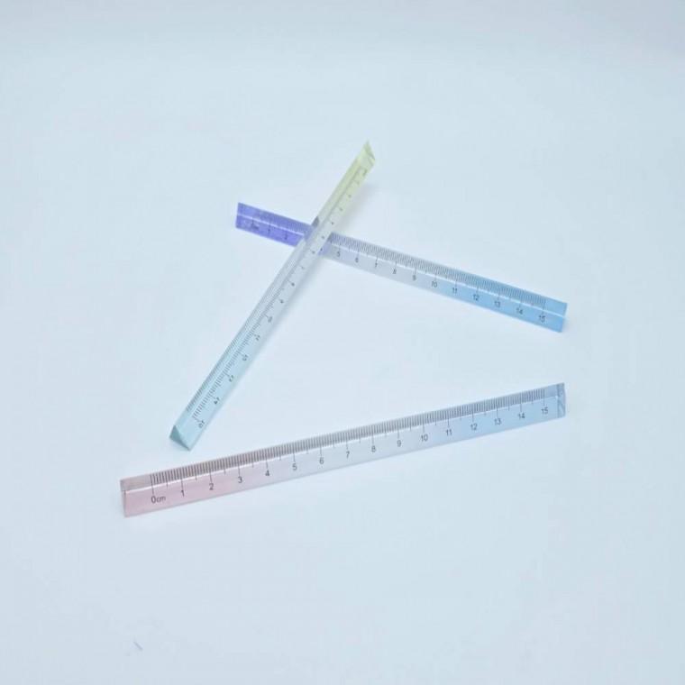 투톤 15cm 삼각자 투명 그라데이션 플라스틱자 형자 눈금자 휴대용 제도 문구