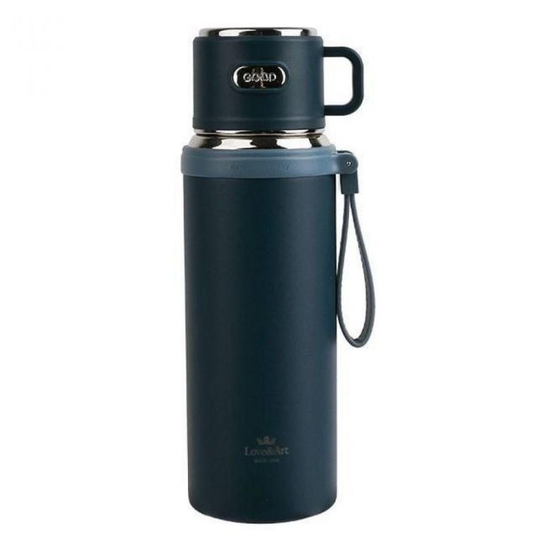 스트랩형 핸들 스테304 보온 보냉병 (블루) 680ml 텀블러 캠핑 휴대용