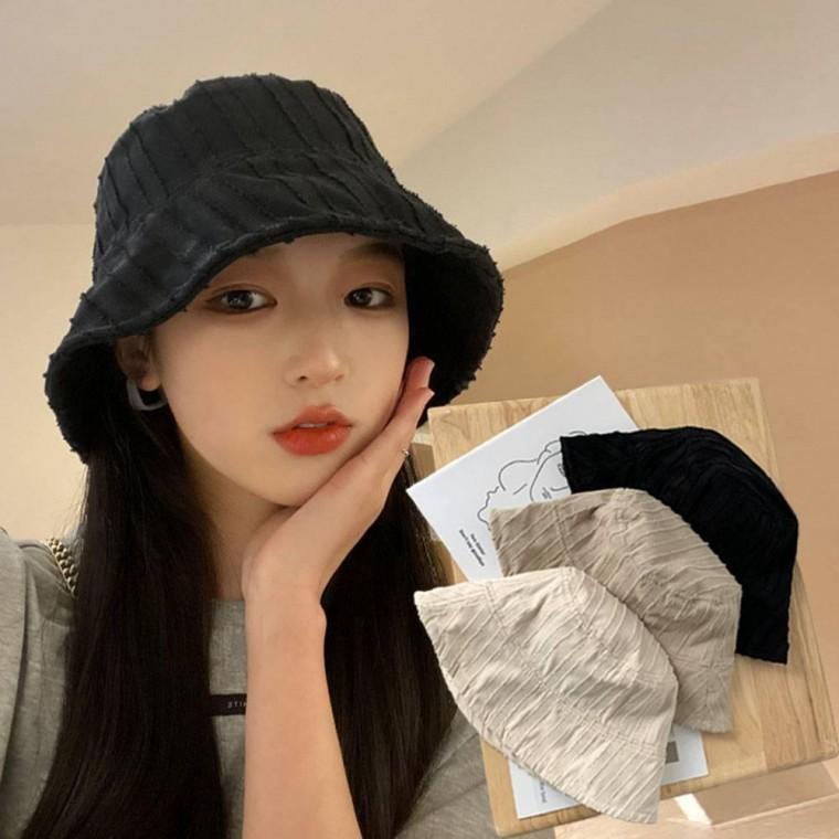 줄벙거지 휴대용 여자 사계절 데일리 라인 모자