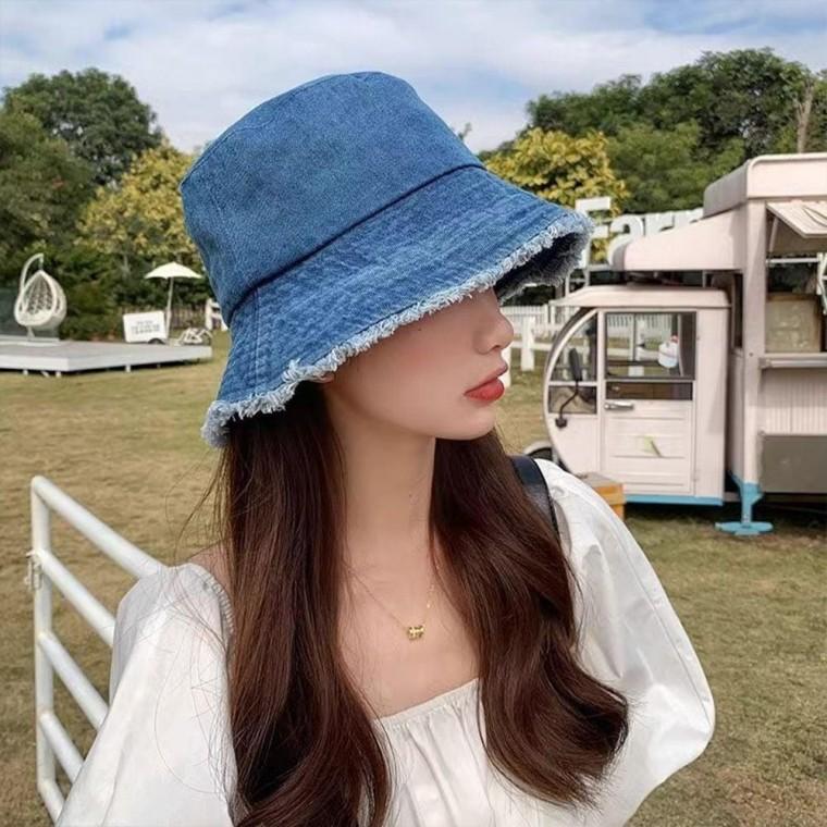 챙넓은 워시드 벙거지 모자 데님 버킷햇 남여 공용 여성 여행용 패션