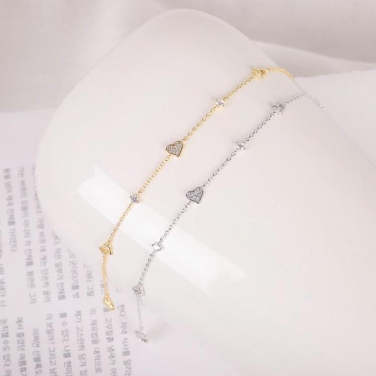 시후주얼리 러블리 하트 화이트골드팔찌 골드 팔찌 LB265Bc