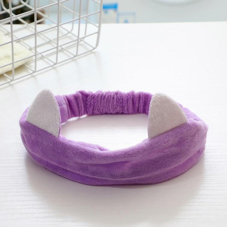 야옹이 세안밴드 세안헤어밴드 머리띠 퍼플