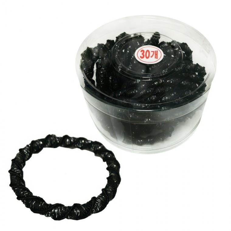 꽈배기 헤어끈 머리끈 헤어 밴드 반짝 검정 고무줄 30P 만두머리 똥머리