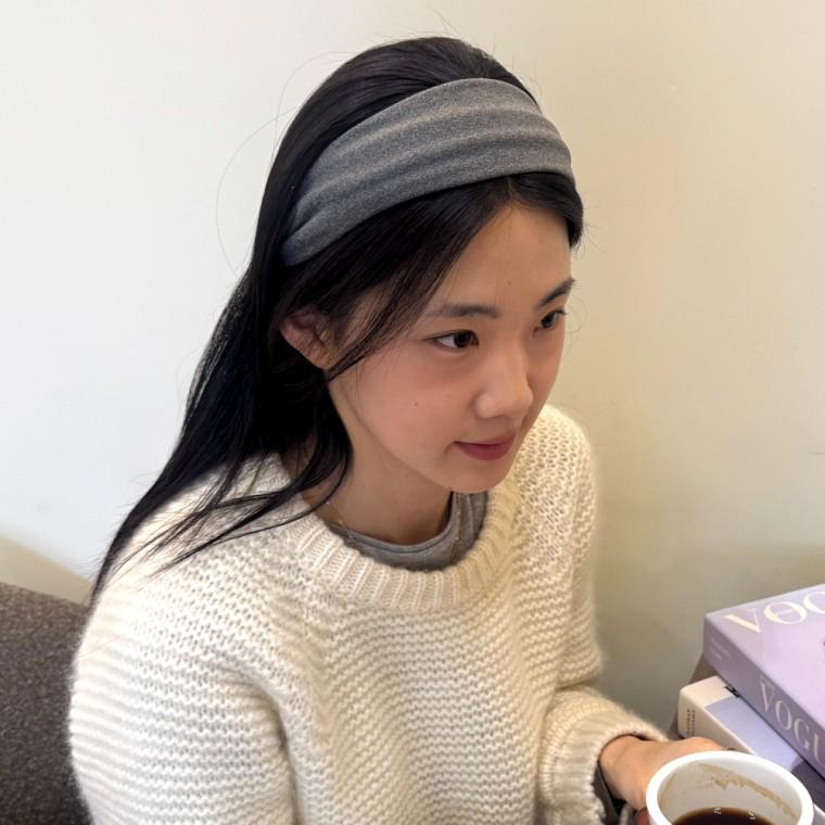 반다나 머리띠 베이직 헤어밴드 와이드 그레이