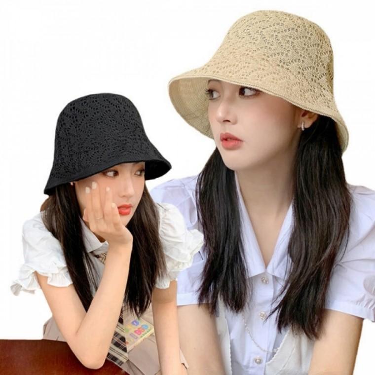 니트벙거지 봄모자 여름모자 여자모자 비치모자 예쁜무늬짜임 버킷햇