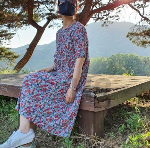 빅사이즈 여름 냉감 주름 반팔 원피스 마담 엄마옷