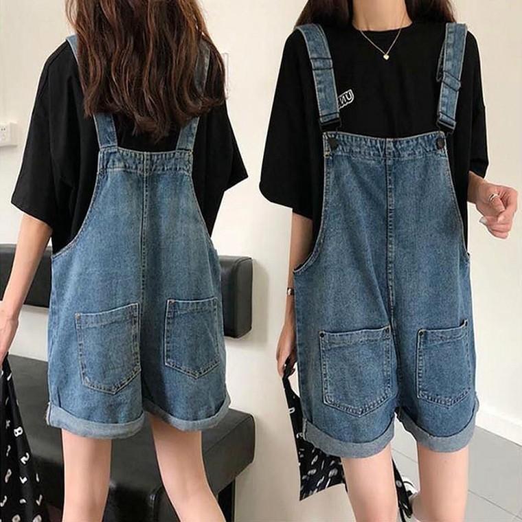 청 반바지 바지 여름 귀여운 멜빵 반바지 여성
