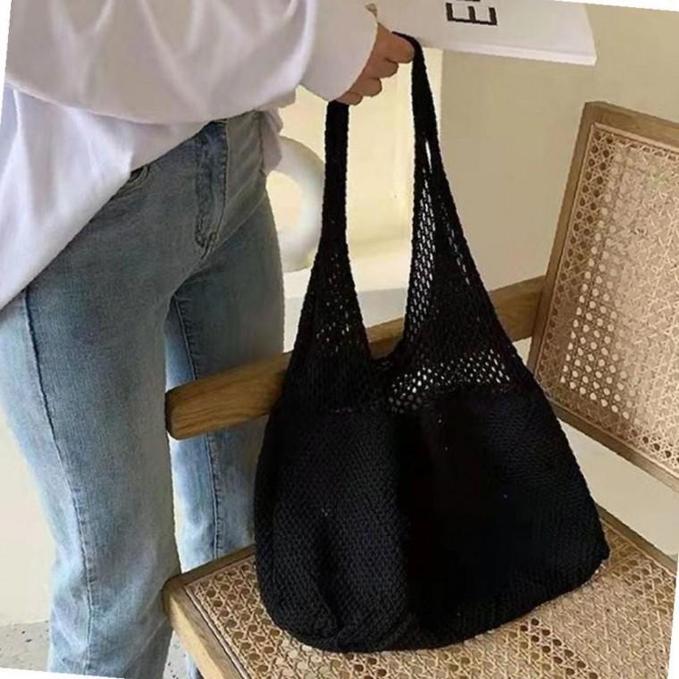 여름 그물 핸드백 블랙 여성 손가방 데일리 메쉬 가방