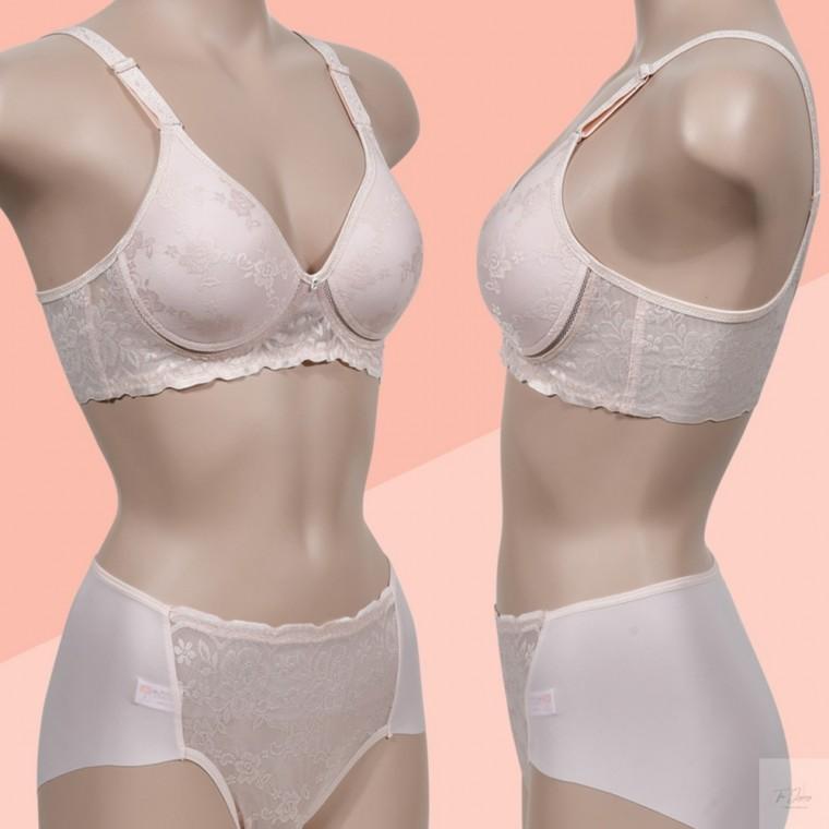 (쏘로사떼)플라워패턴 B컵 노와이어 브라 팬티세트 수면브라 브라팬티 여름브레지어 여성심리스브라
