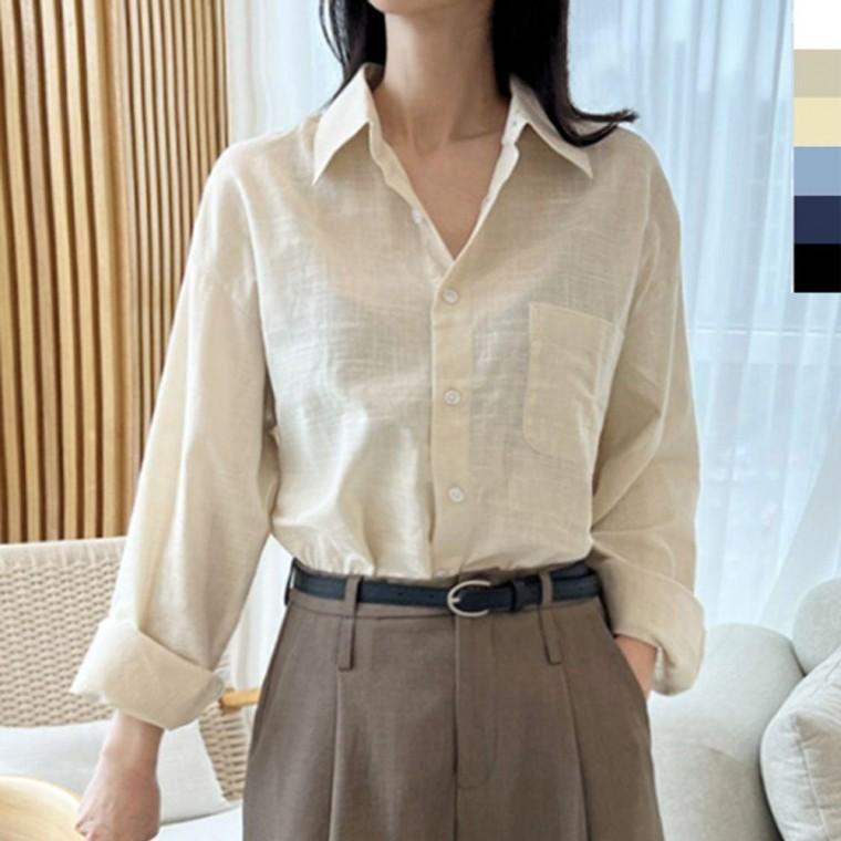 여성 린넨 카라 셔츠 1P 여름 오버핏 남방 출근룩