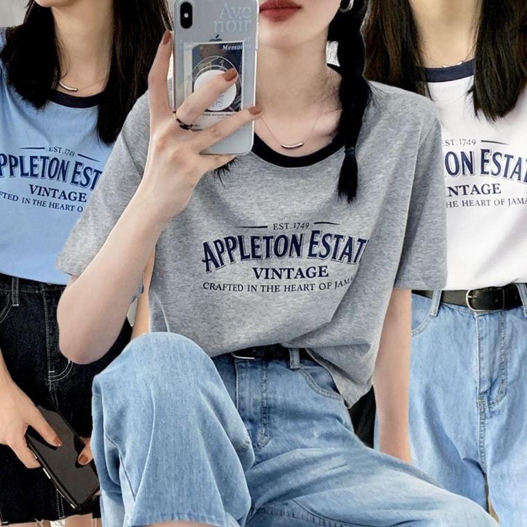 여성 세미 크롭 라운드 여름 예쁜 반팔 티 셔츠 3개