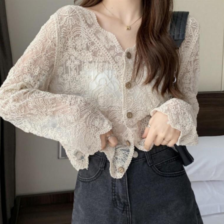 여성 레이스 가디건 보헤미안 히피 뜨개 카디건 여름 간절기 데일리
