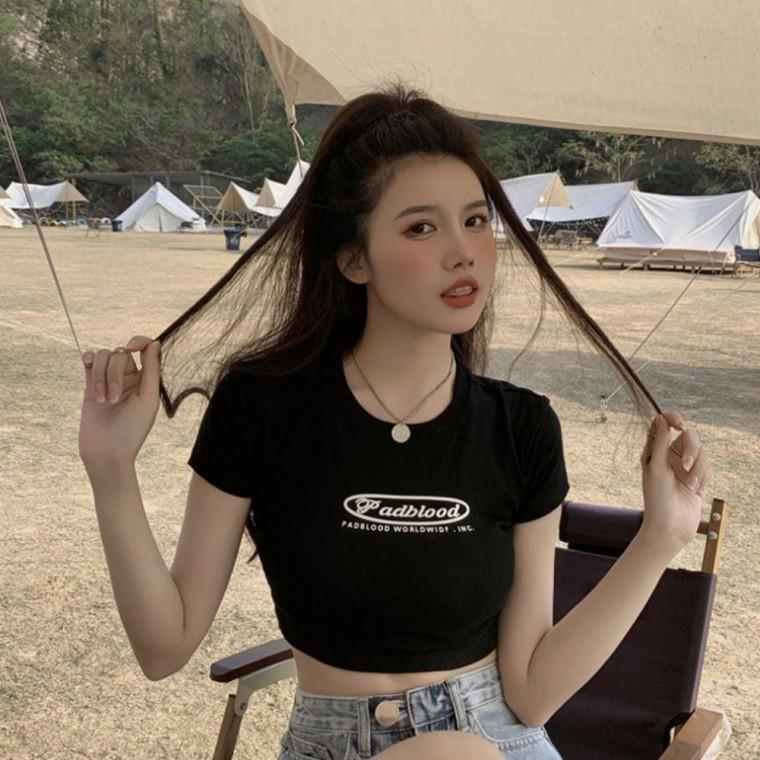 레터링 여자 크롭 반팔 티셔츠 크롭코디 여름크롭티