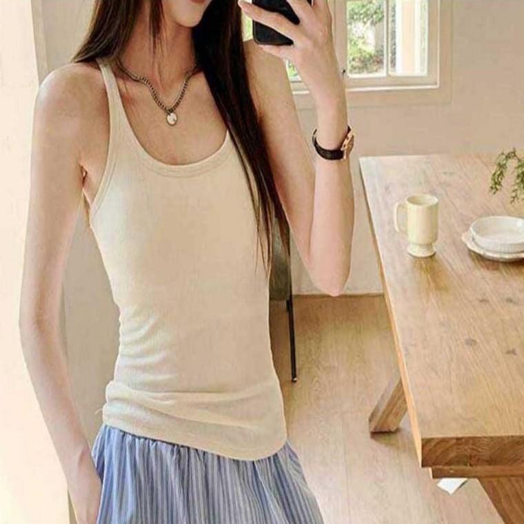심플 민소매티셔츠 나시 여름 여자 데일리티셔츠