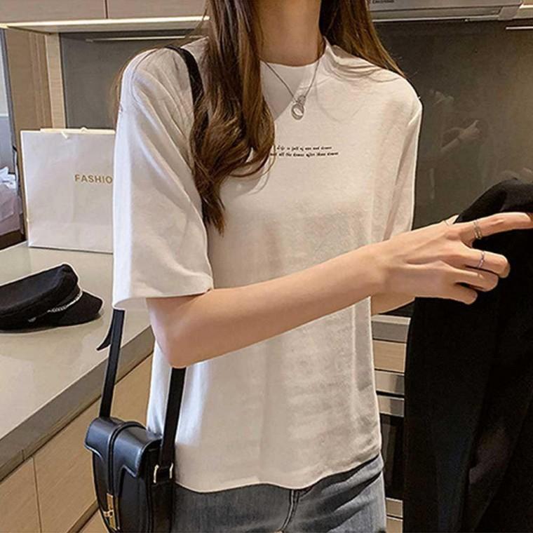 여자 여름 청바지 코디 데일리 라운드 반팔 티셔츠