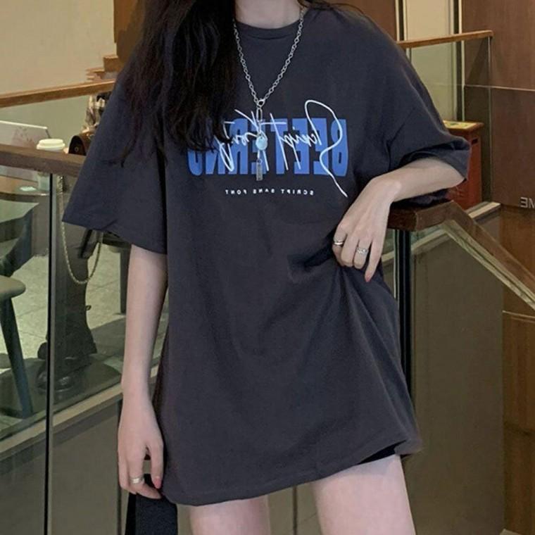 여자 레터링 루즈핏 반팔 티셔츠 여름 꾸안꾸 캐주얼룩