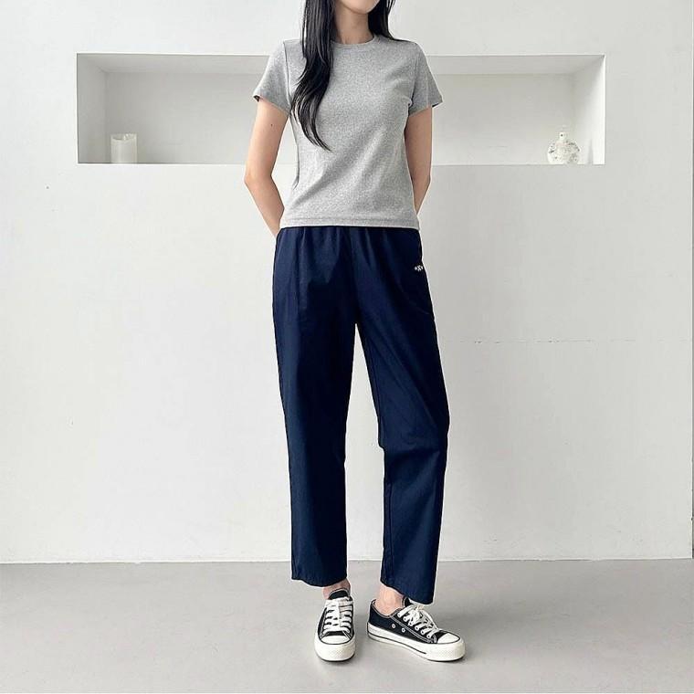 6컬 일자바지 여자 데일리 면바지 여름팬츠 허리밴딩