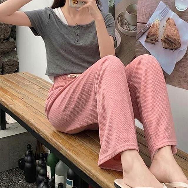 일자핏 4색 추리닝바지 여성 통바지 여름 밴딩 와이드팬츠
