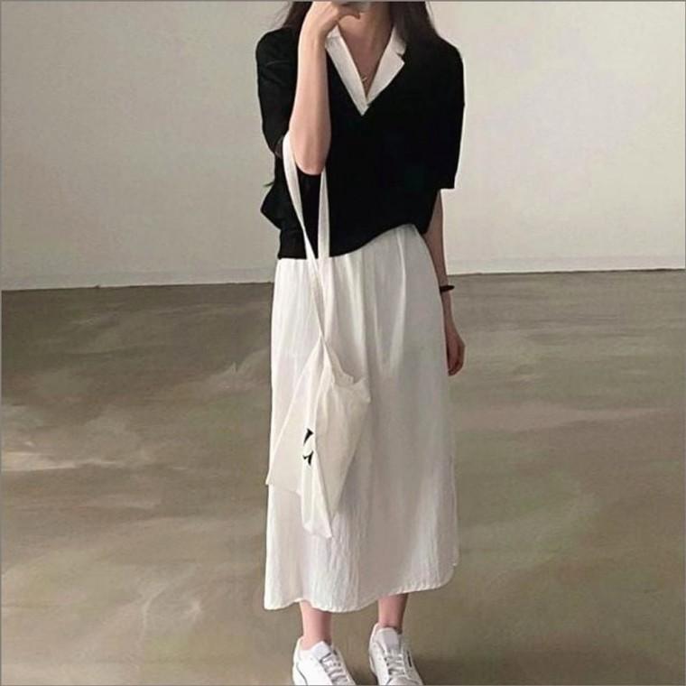 루즈핏 롱원피스 반팔 카라셔츠 여성 여름 편한 데일리
