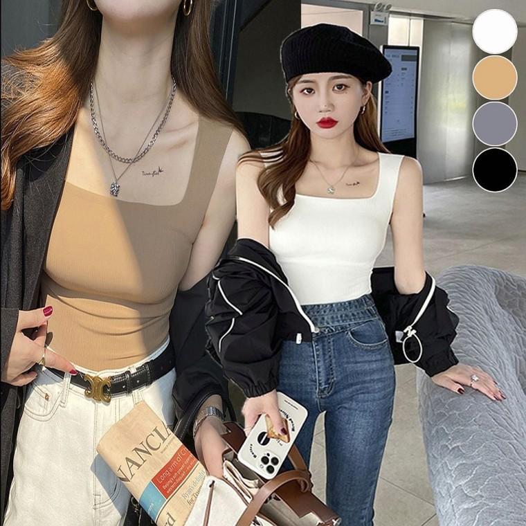 스퀘어넥 여름 나시 이너 심리스 티셔츠 민소매 여자