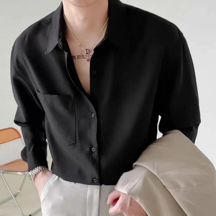 좋은 남성 통기성 여름 간절기 까끔 포켓 베이직 긴팔 셔츠
