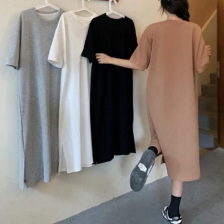 루즈핏 반팔 롱원피스 4컬러 여름용 편안한 데일리 홈웨어 원피스