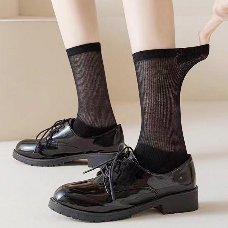 얇은 봄여름 니삭스 메쉬 반 스타킹 블랙 롱 장목 양말 데일리 스타일