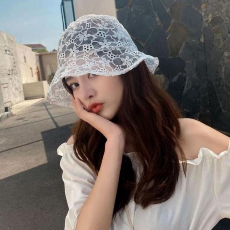 여름 버킷햇 벙거지 패션 레이스 비치모자 시스루
