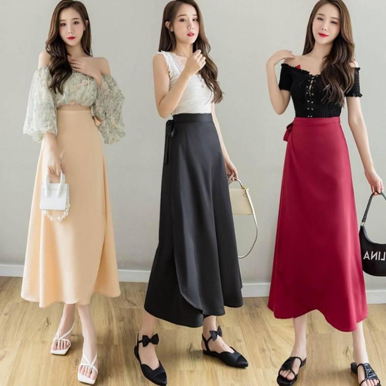 여름 랩플 스커트 A라인 롱치마 날씬 캐주얼 데일리룩