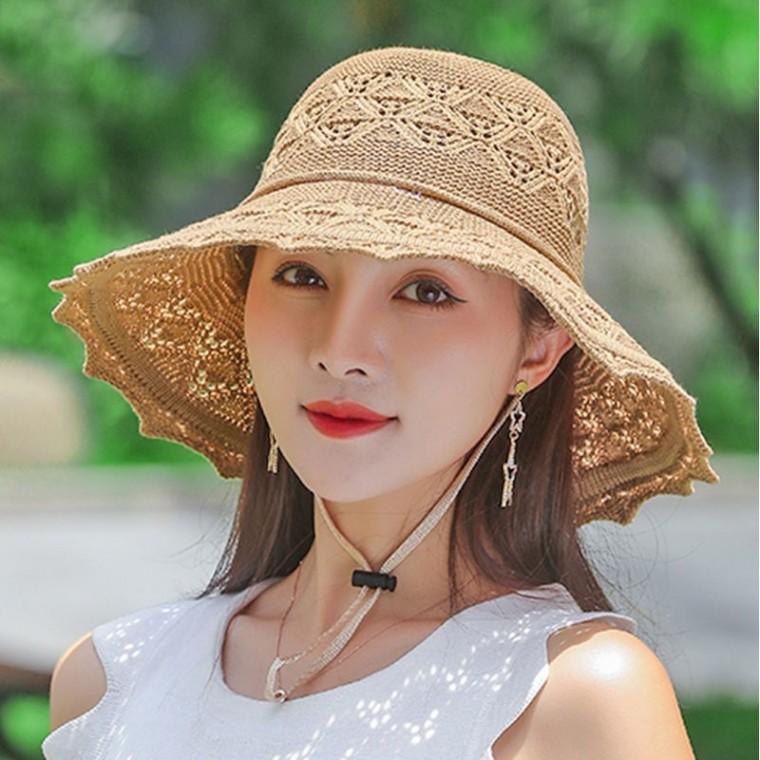 한국식 새 밀짚 모자 여름 태양 모자 선 스크린 웨이브 활 야외 태양 모자