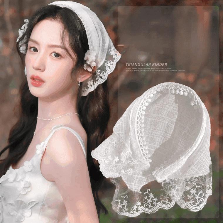 [시러오쇼] 봄 여름 가을 데일리 패션 삼각형 스카프 머리띠 삼각두건