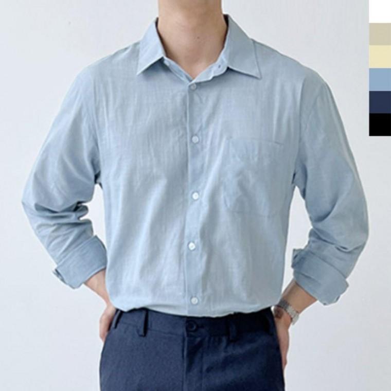 남성 시원한 긴팔 카라 셔츠 1P 여름 남방 오버핏