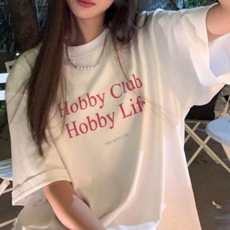 2컬러 오버핏 영문 레터링 호비 여름 반팔티셔츠