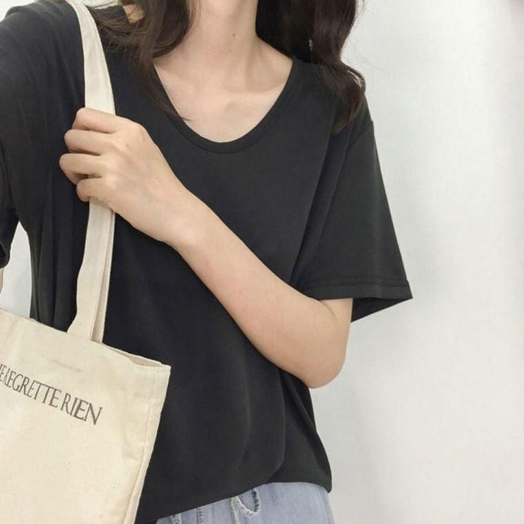 4컬러 여름 캐주얼티셔츠 루즈핏 U넥 반팔티셔츠