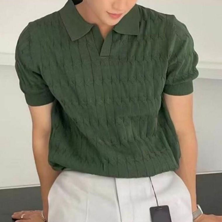 남자 3컬러 여름 데이트룩 모던룩 반팔 니트티셔츠