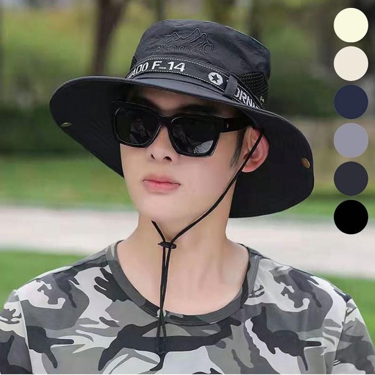 여름 남자 모자 사파리 낚시 메쉬 통풍 넓은 등산 챙